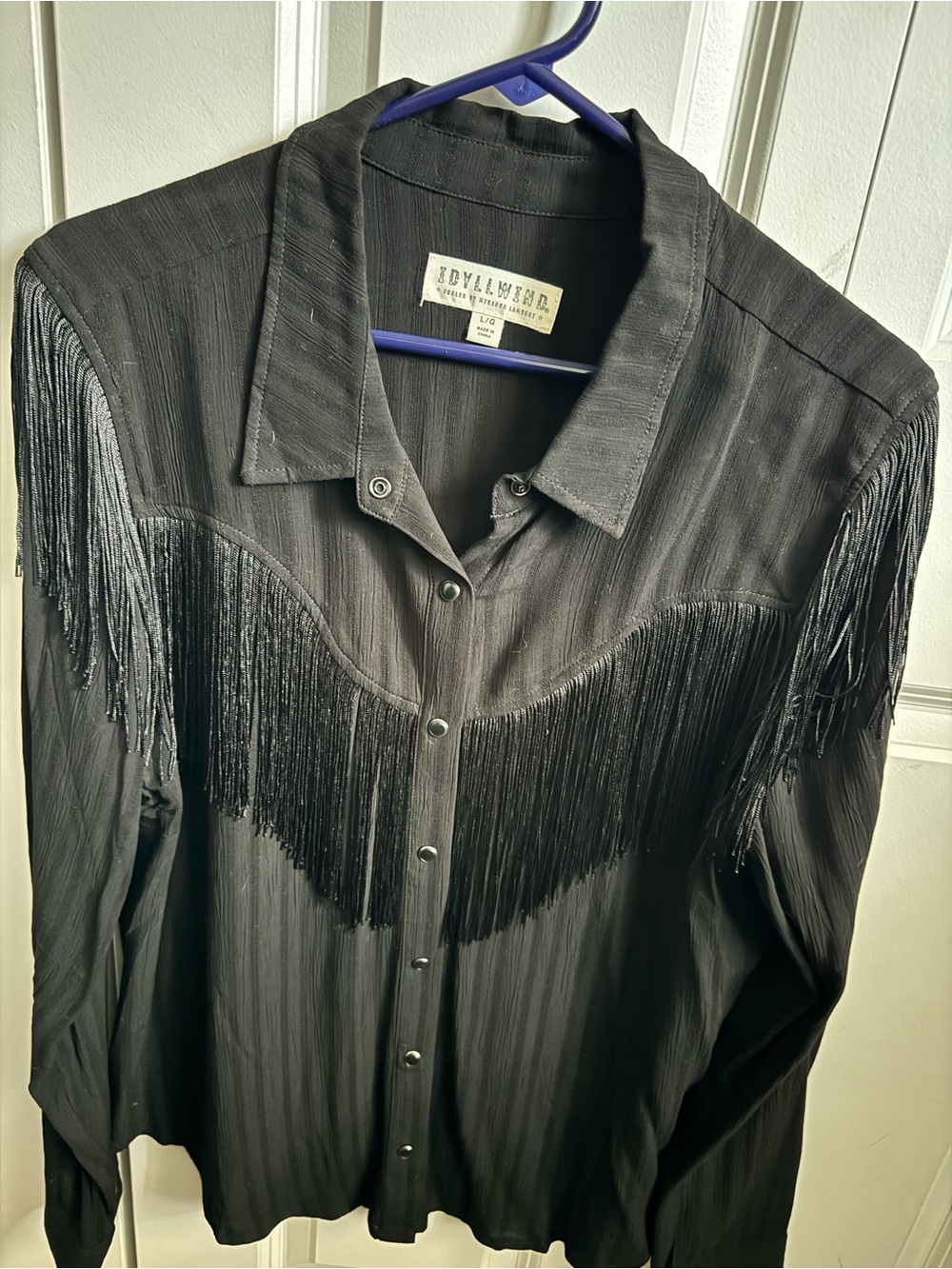 Idyllwind Black Fringe Western Button-Up Top